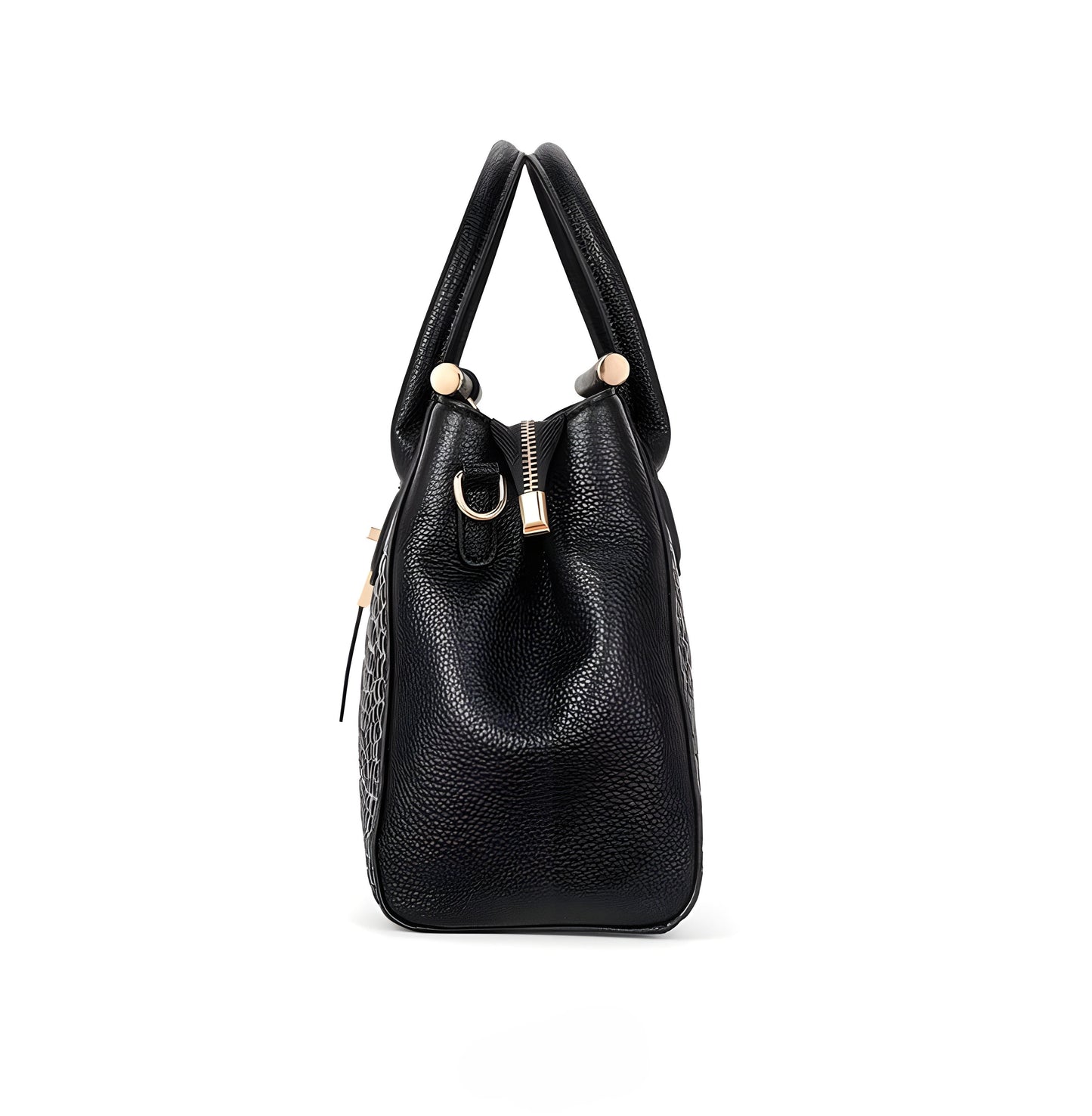 Ladies' Leather Handbag with Alligator Relief and Multiple Compartments