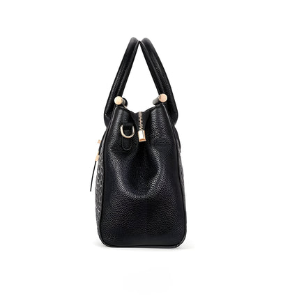 Ladies' Leather Handbag with Alligator Relief and Multiple Compartments