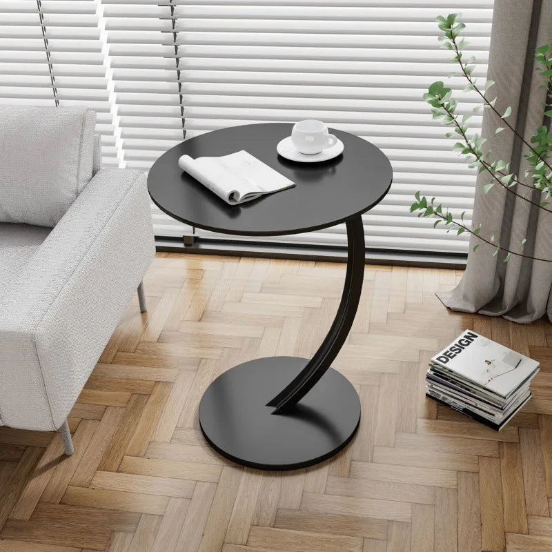 Table with Compact Round Side Design for Living Room and Bedroom with Stable Frame