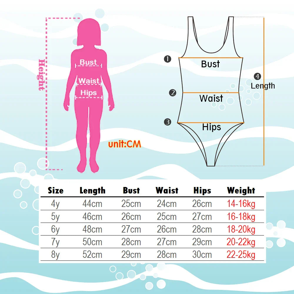Girls' Swim Outfit with Mermaid and Unicorn Designs for Perfect for Children Aged 4-8 Years