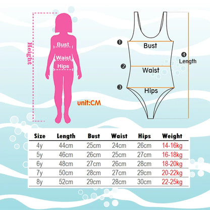 Girls' Swim Outfit with Mermaid and Unicorn Designs for Perfect for Children Aged 4-8 Years