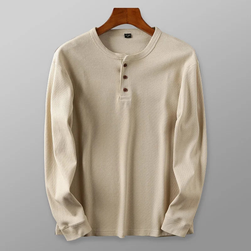 Minimalist Henley with Waffle Structure for Breathable, Comfortable and Smart