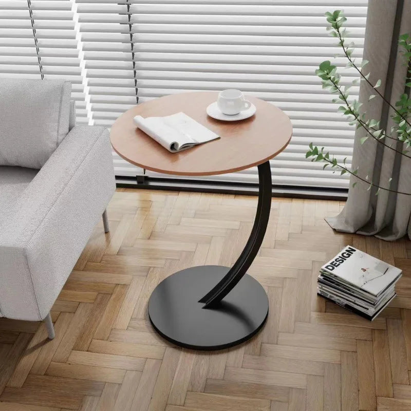Table with Compact Round Side Design for Living Room and Bedroom with Stable Frame