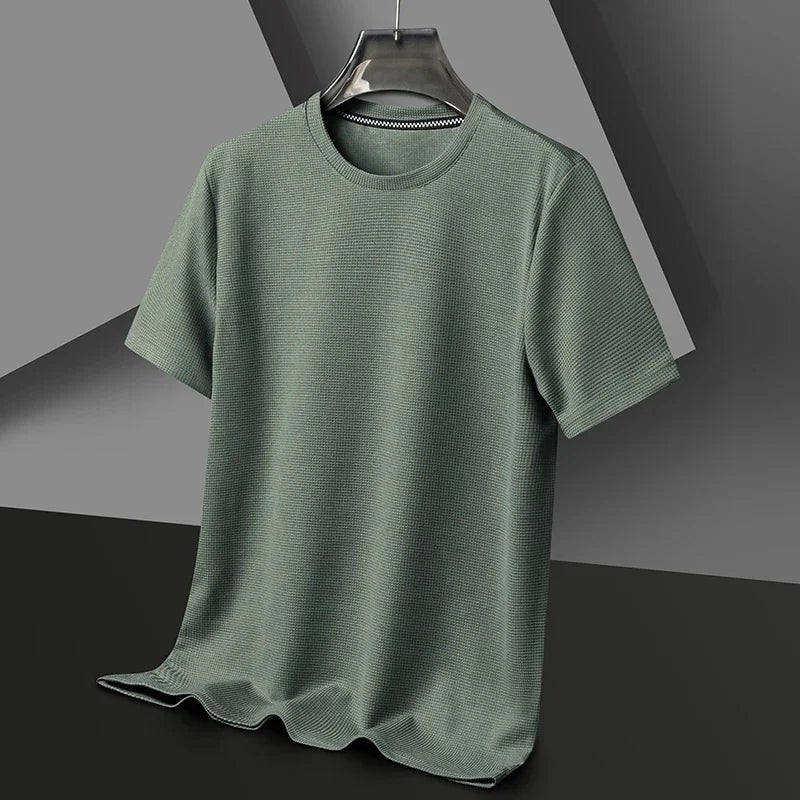 Men's T-Shirt with Waffle Texture and Breathable Comfort for Warm Days