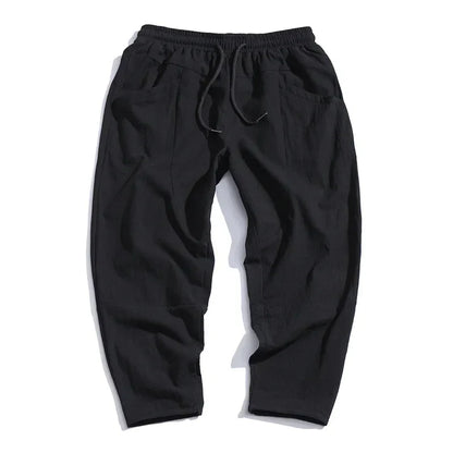 Cropped Men's Trousers in Cotton-Linen for Breathable, Comfortable, and Relaxed