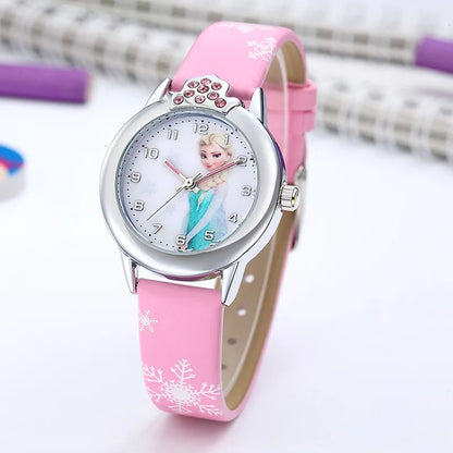 Watch with Frozen Princess Elsa Design for Kids with Leather Band and Magical Design