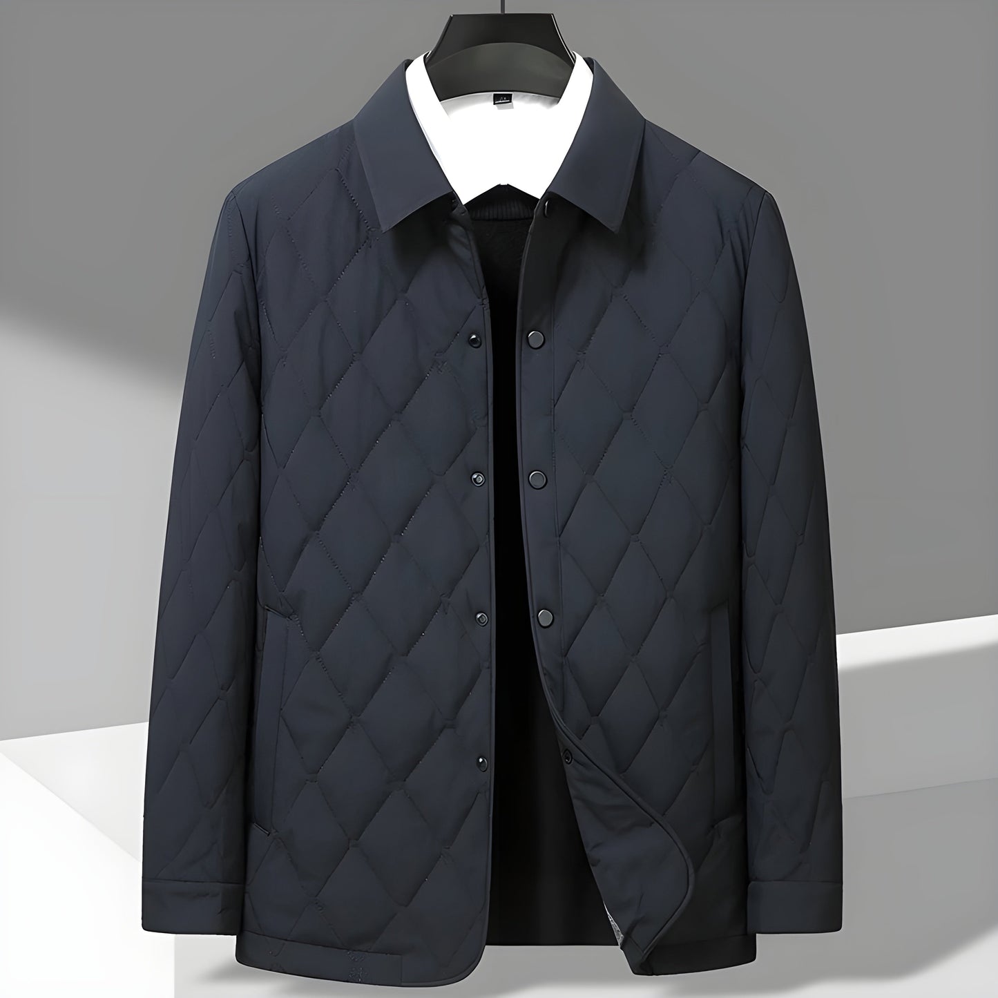 Men's Quilted Jacket with Diamond Pattern for Comfortable and Smart