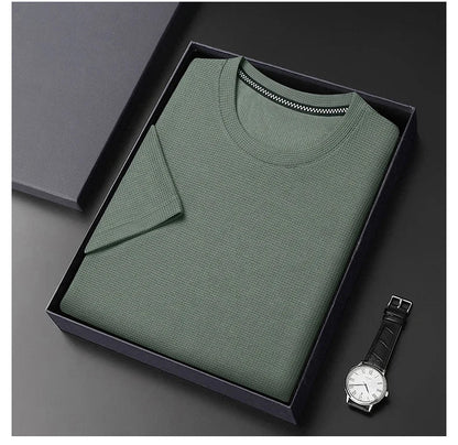 Men's T-Shirt with Waffle Texture and Breathable Comfort for Warm Days