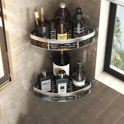 Shelf with Corner Bathroom Without Drilling with Two Storage Shelves