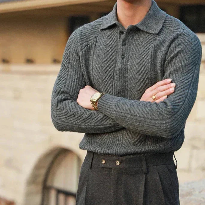 Men's Knitted Jumper with Textured Pattern and Slim Fit with Comfort, Style, and Versatility