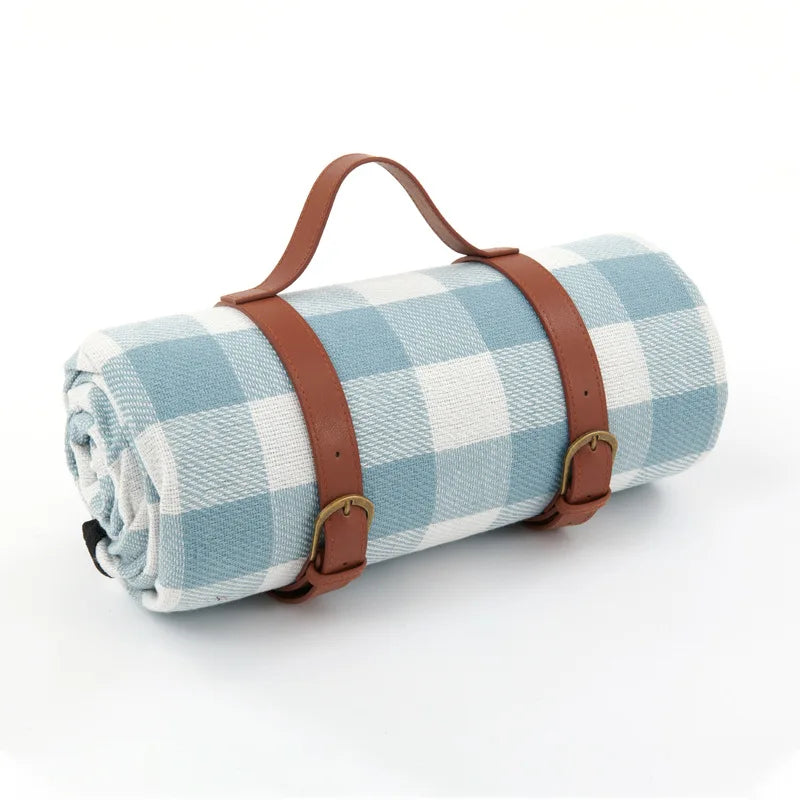 Blanket with Waterproof Picnic Checked Pattern and Comfortable Foam Filling