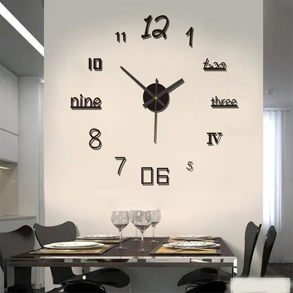 Clock with Decorative Wall Roman Numerals for Silent Quartz Clock for Modern Interiors