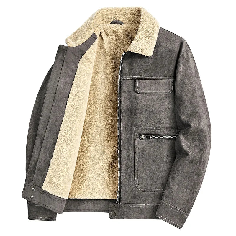 Men's Suede Trucker Jacket for Softly Lined, Slim Cut and Timeless