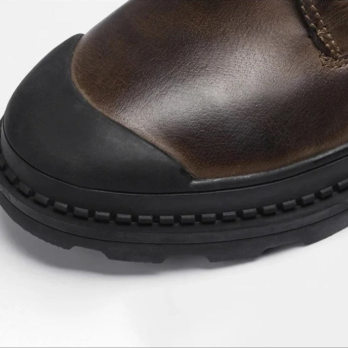 Boots with Vintage Men's Leather Lace and Zip Closure for Warm, Sturdy and Durable