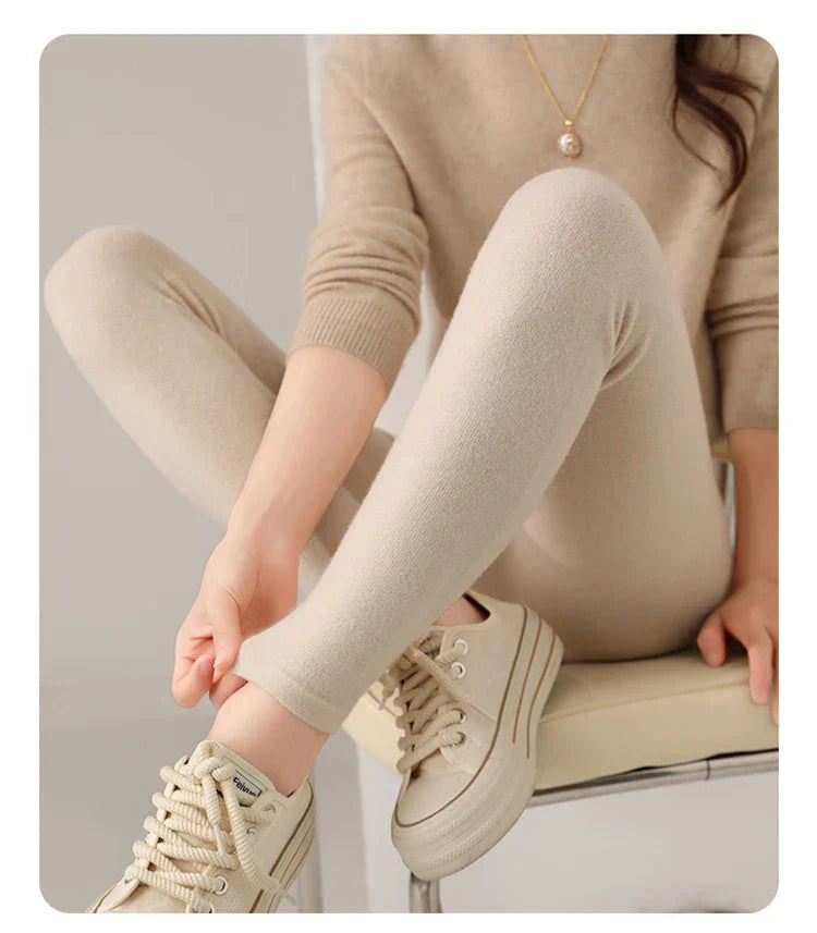 Cashmere Leggings for High Waist Fine Knit Women’s