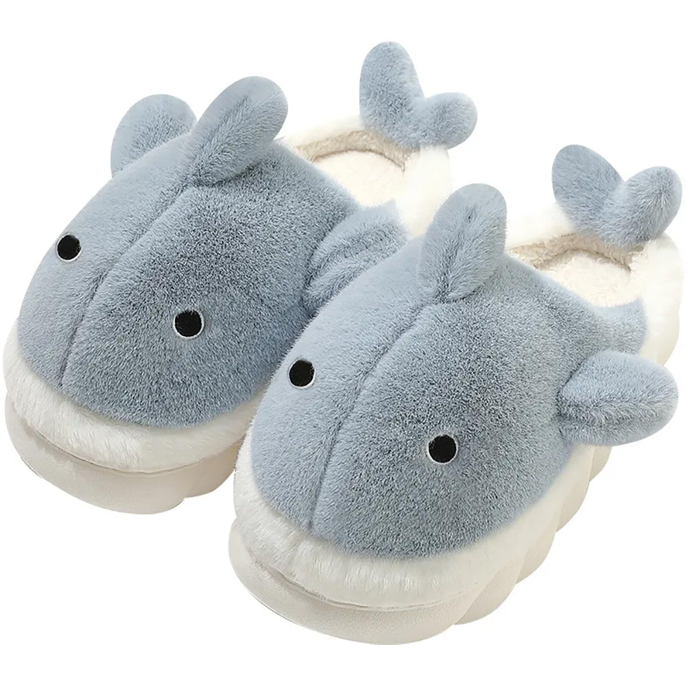 Fluffy Whale Slippers for Cosy & Unisex Comfort