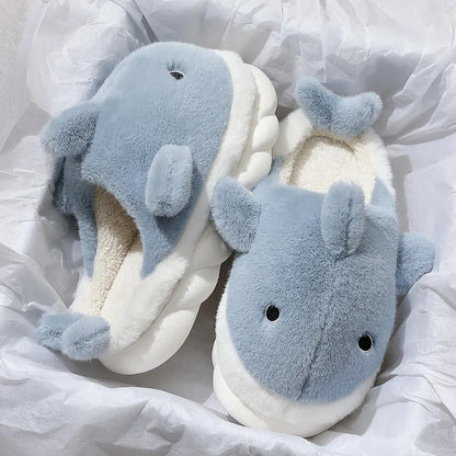 Fluffy Whale Slippers for Cosy & Unisex Comfort