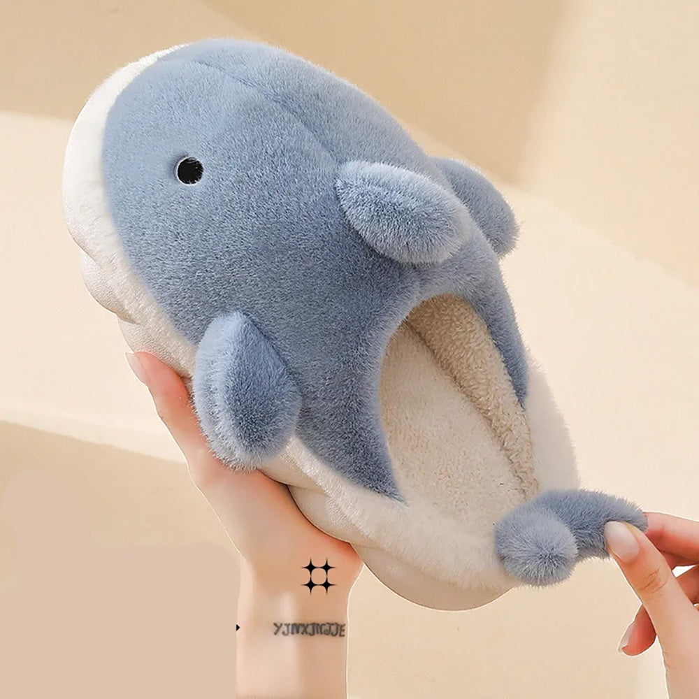 Fluffy Whale Slippers for Cosy & Unisex Comfort