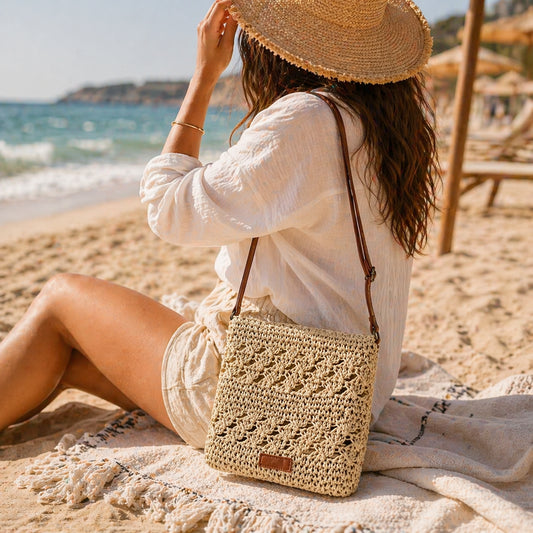 Women's Straw Shoulder Bag — Woven Crossbody Purse & Beach Bag for Summer