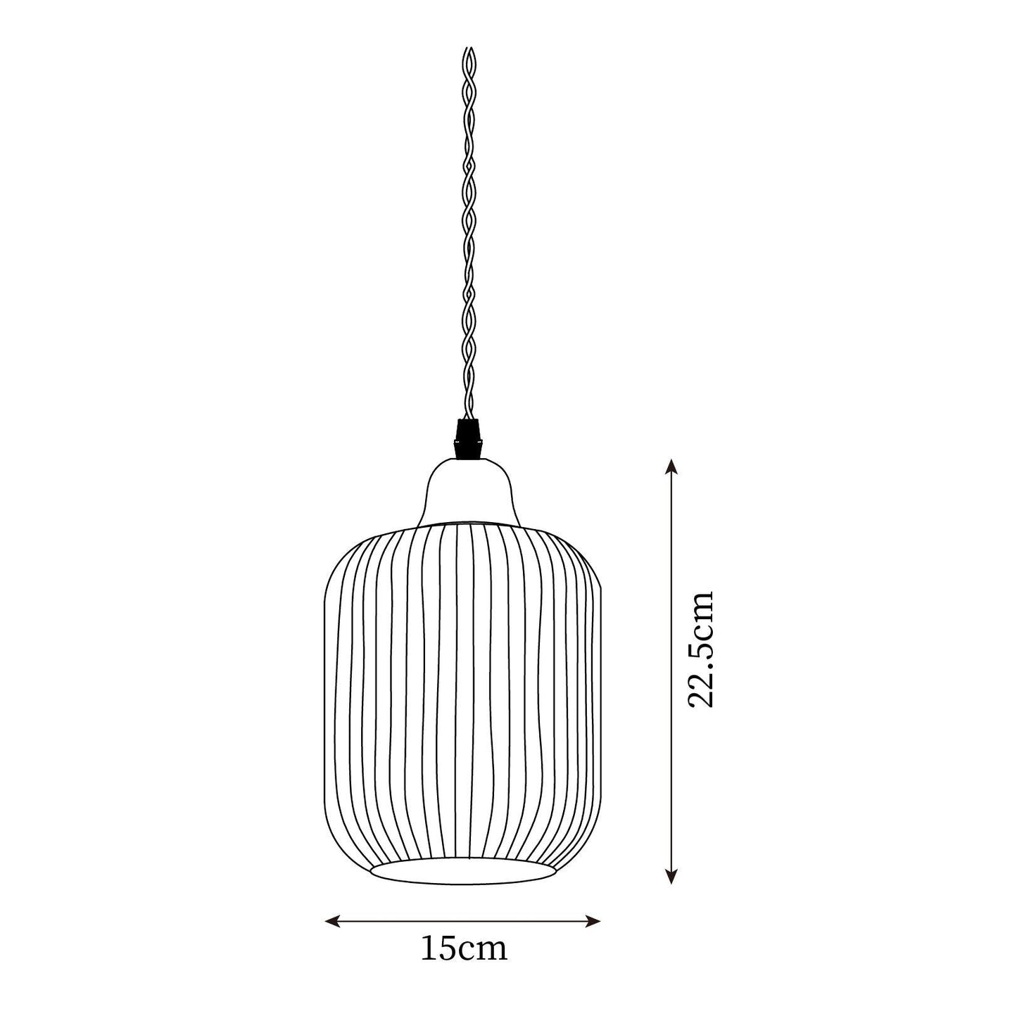 Ceramic Pendant Light with Ribbed Design and Wooden Details for Atmospheric Lighting