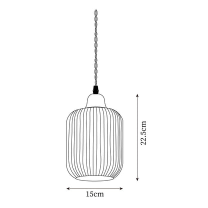 Ceramic Pendant Light with Ribbed Design and Wooden Details for Atmospheric Lighting
