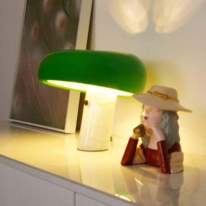Table Lamp with Modern Design Marble Base and Half-Round Shade