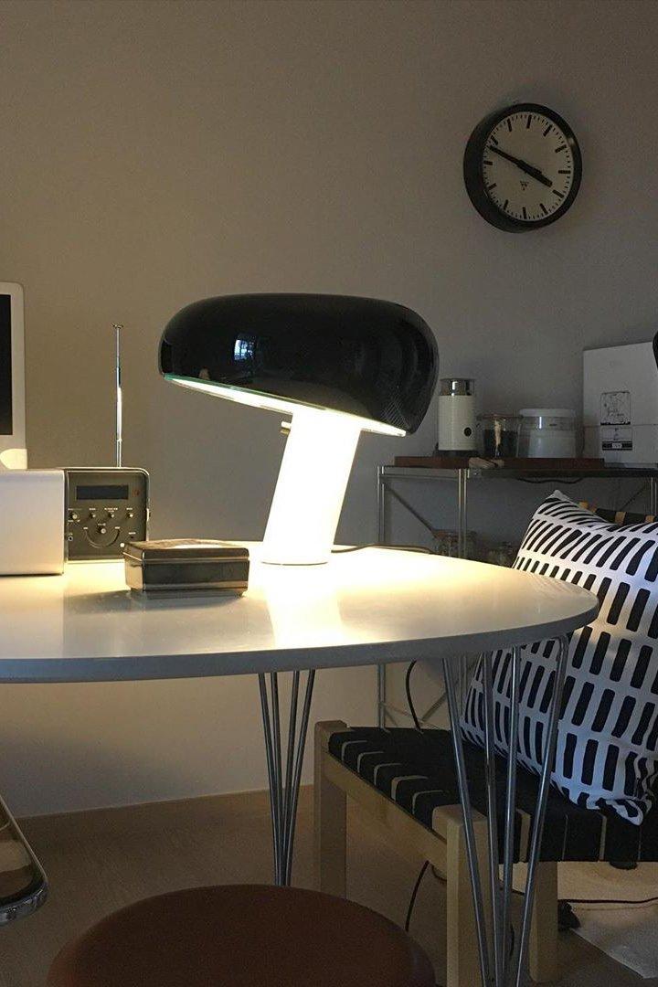 Table Lamp with Modern Design Marble Base and Half-Round Shade