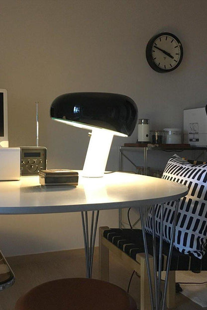 Table Lamp with Modern Design Marble Base and Half-Round Shade
