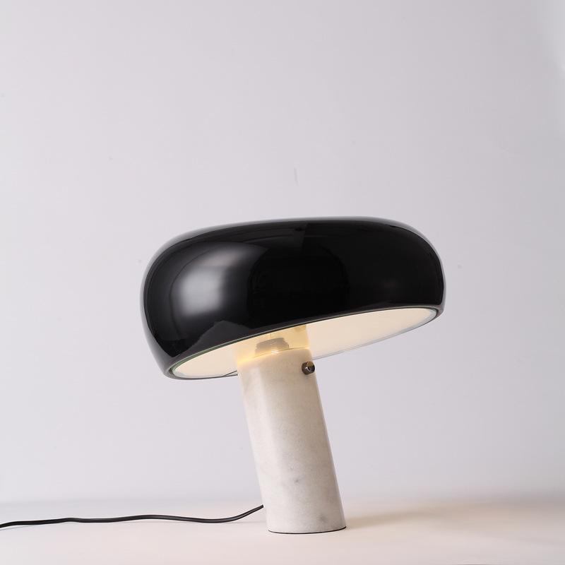 Table Lamp with Modern Design Marble Base and Half-Round Shade