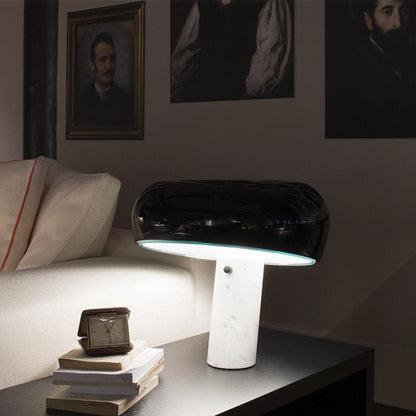 Table Lamp with Modern Design Marble Base and Half-Round Shade