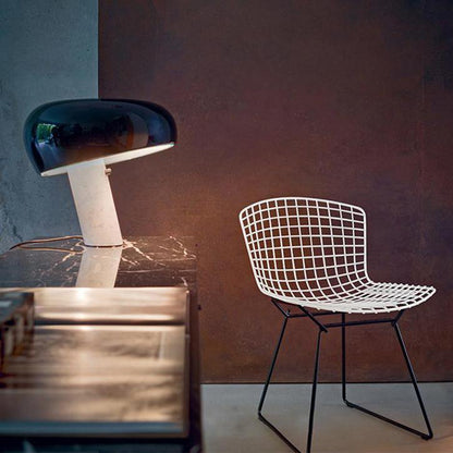 Table Lamp with Modern Design Marble Base and Half-Round Shade