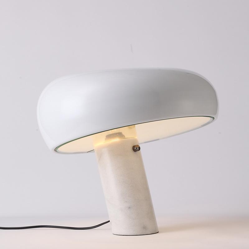 Table Lamp with Modern Design Marble Base and Half-Round Shade