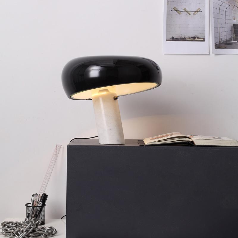 Table Lamp with Modern Design Marble Base and Half-Round Shade