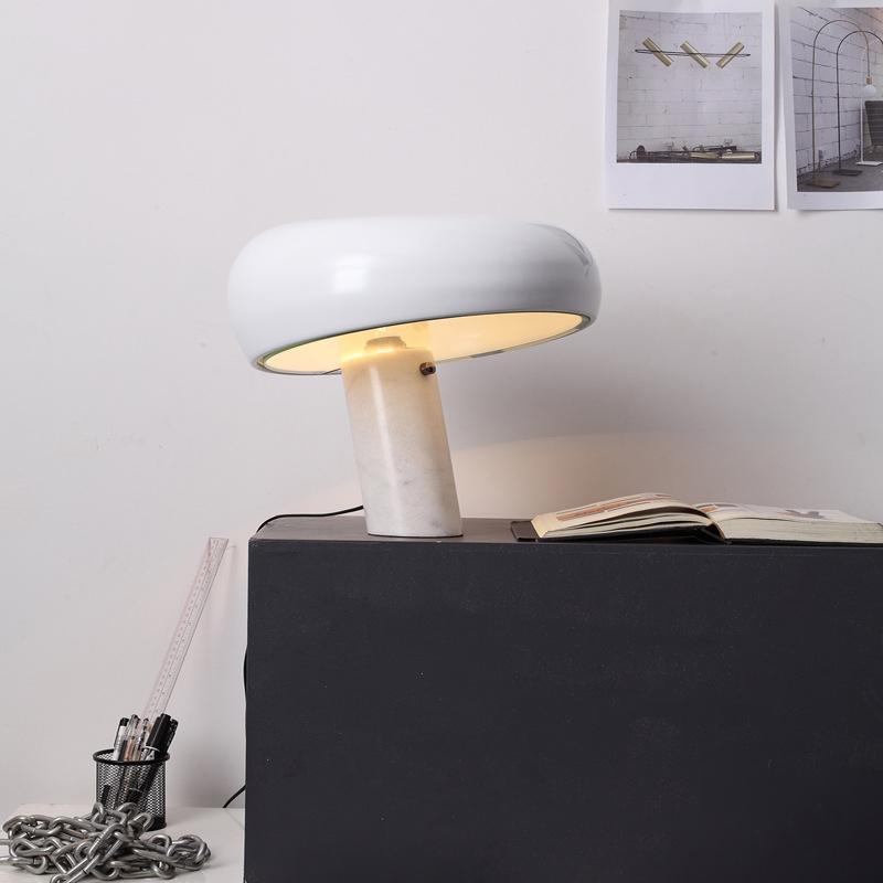 Table Lamp with Modern Design Marble Base and Half-Round Shade