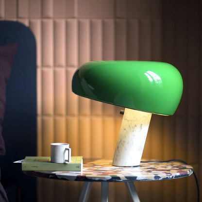 Table Lamp with Modern Design Marble Base and Half-Round Shade