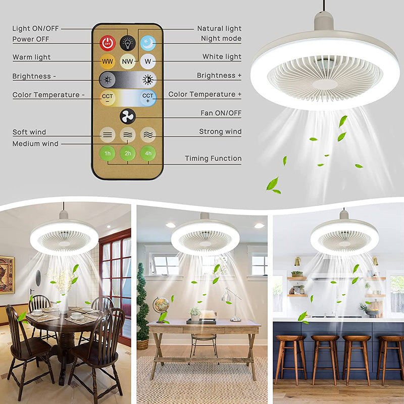 Light with Ceiling Fan with LED Design for Lamp Fitting and Comfortable Cooling