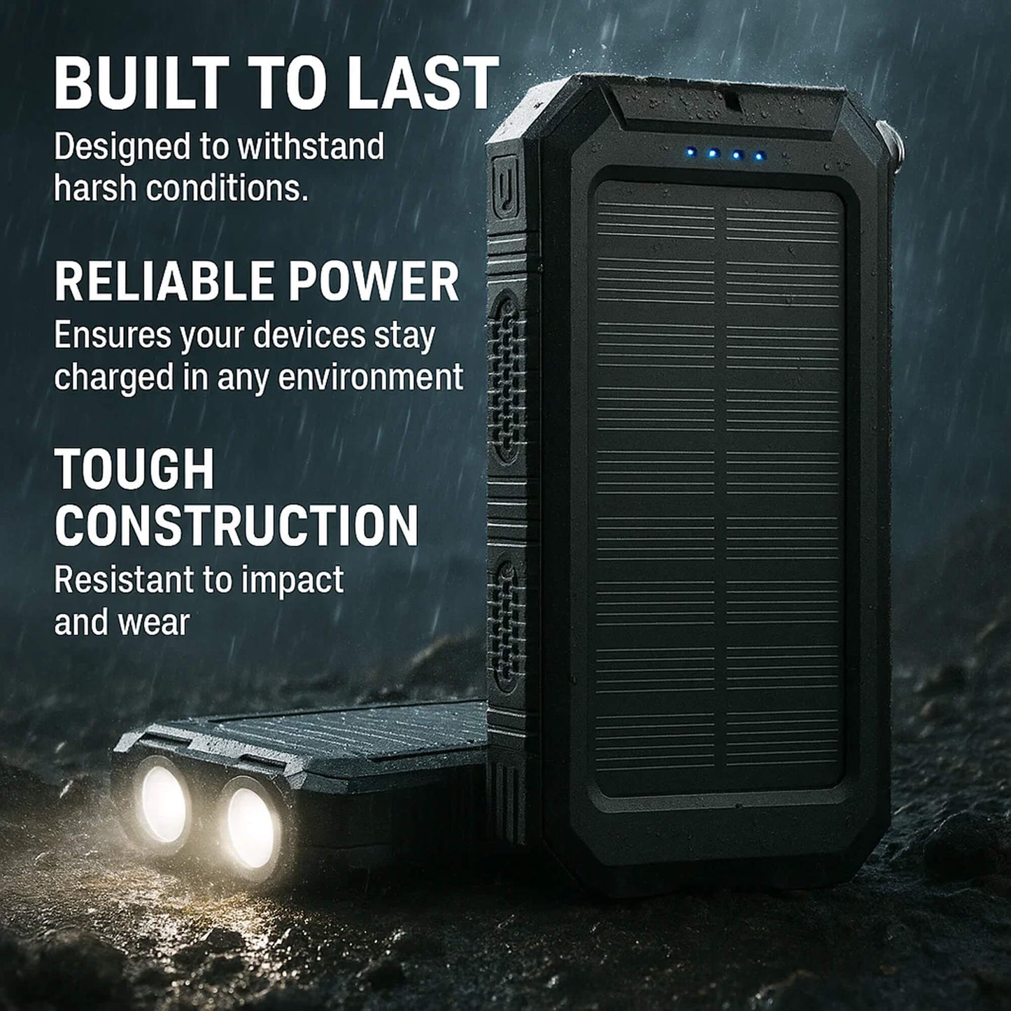 20000mah Solar Power Bank for Waterproof, Rugged & with Torch