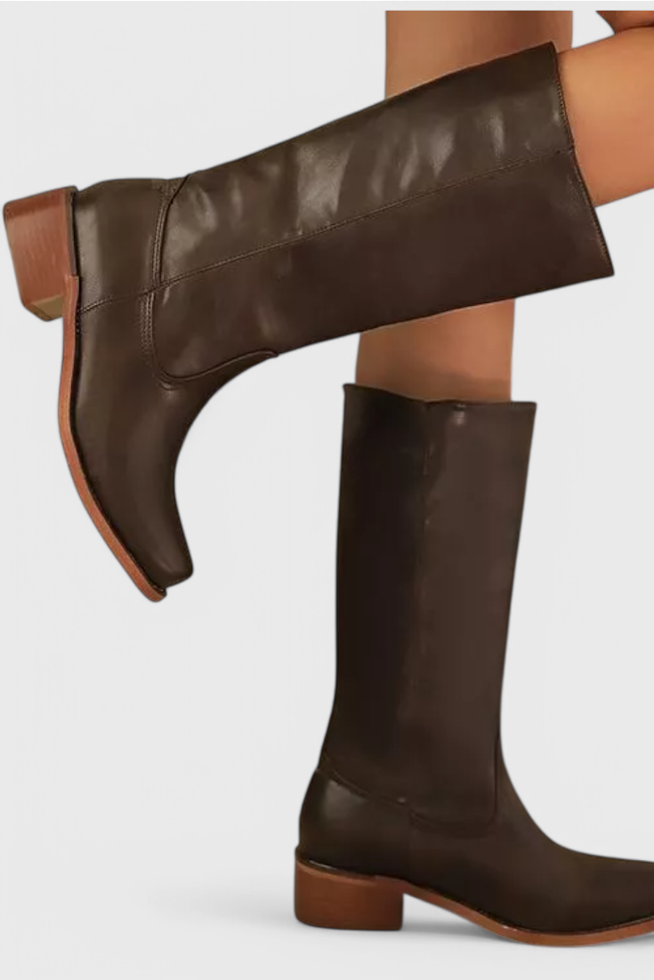 Boots with Ladies Knee-High Leather Heel for Elegant and Comfortable