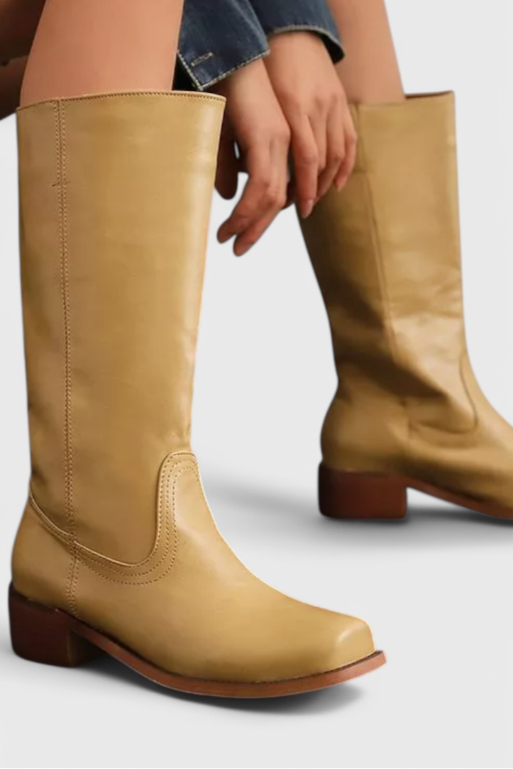 Boots with Ladies Knee-High Leather Heel for Elegant and Comfortable