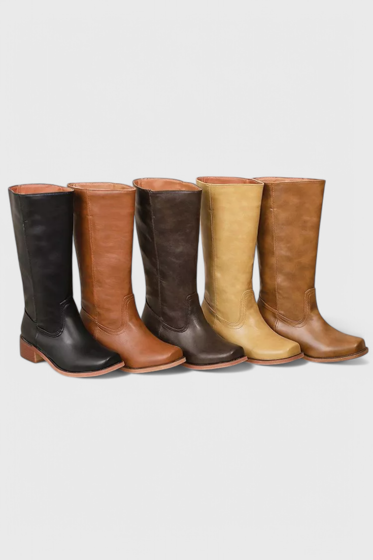 Boots with Ladies Knee-High Leather Heel for Elegant and Comfortable