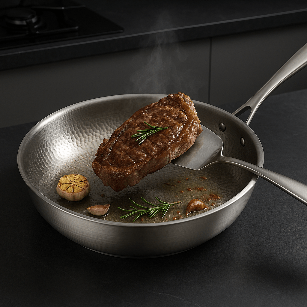 Pan with Stainless Steel Frying Without Coating for Suitable for Induction