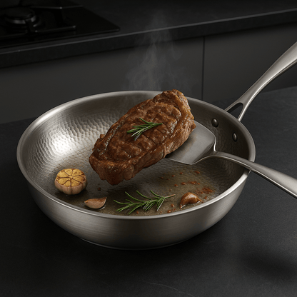 Pan with Stainless Steel Frying Without Coating for Suitable for Induction