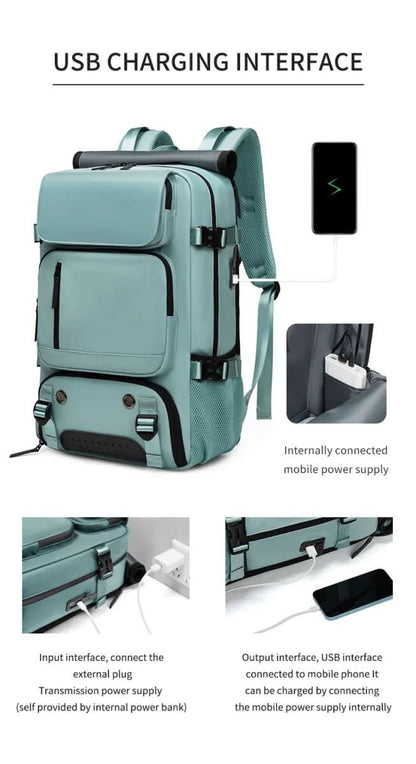 Travel Backpack with Laptop Compartment, USB Port, and Shoe Compartment for Travelling