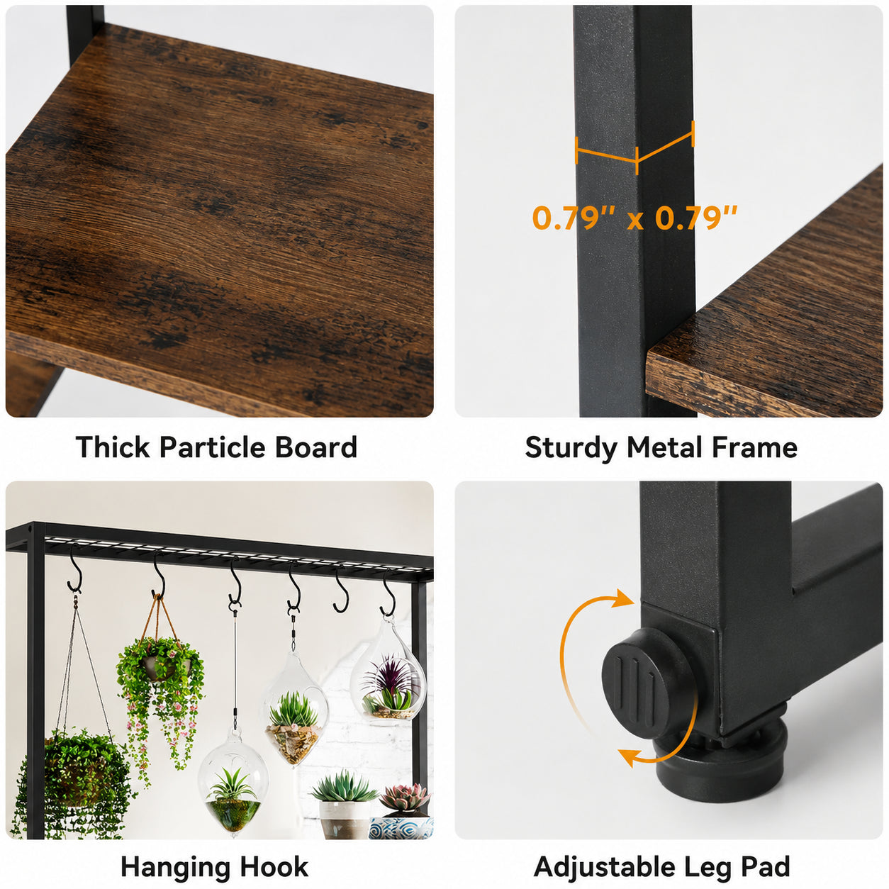 Space-saving tall plant stand displayed in a living room corner