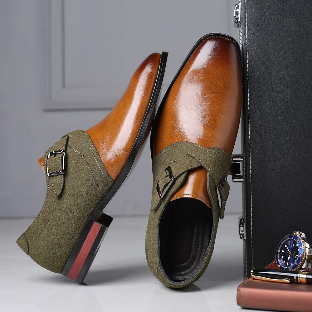 Men's Loafers with Double Buckle for Suede Details and Appearance