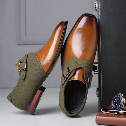 Men's Loafers with Double Buckle for Suede Details and Appearance