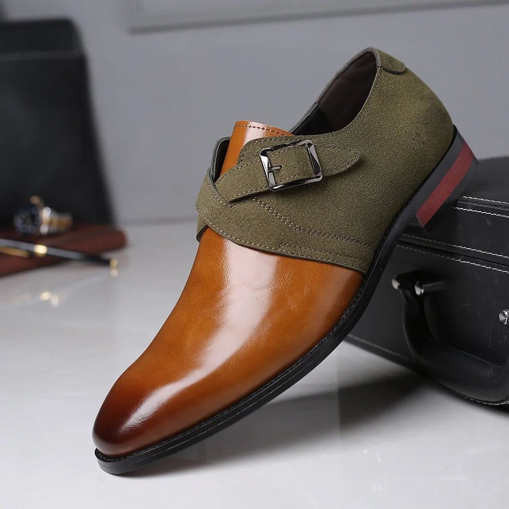 Men's Loafers with Double Buckle for Suede Details and Appearance