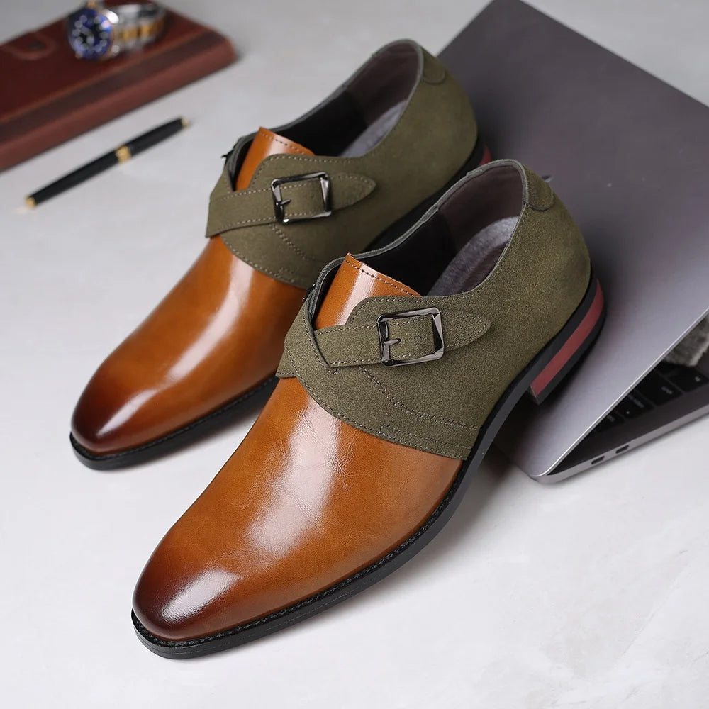 Men's Loafers with Double Buckle for Suede Details and Appearance