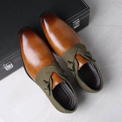 Men's Loafers with Double Buckle for Suede Details and Appearance