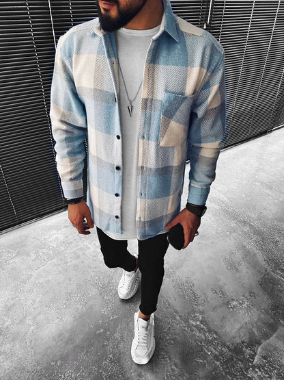 Checked Men's Shirt with Long Sleeves and Timeless Design